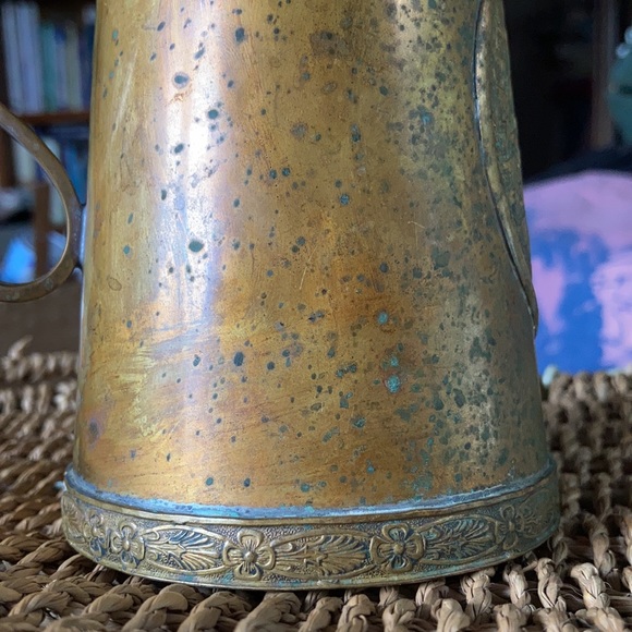 vintage Aztec mayan calendar pitcher vase : brass + copper : handmade - Picture 17 of 17